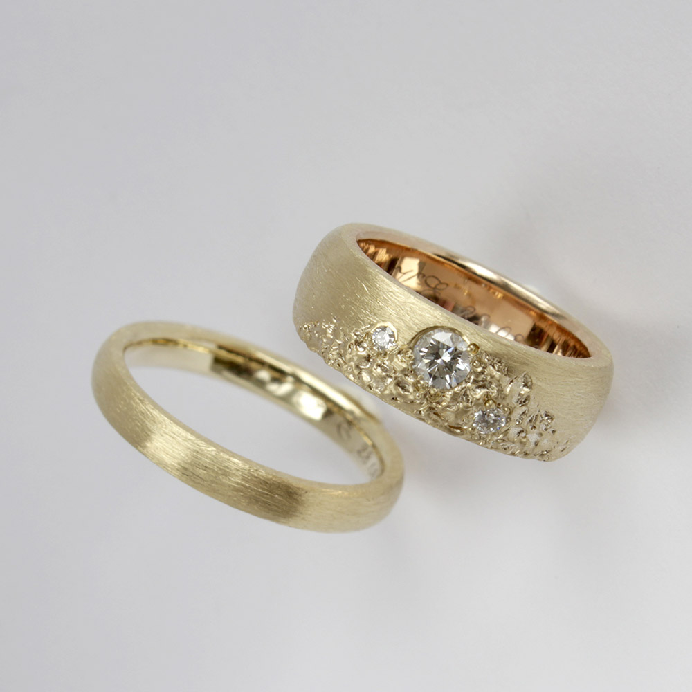 kollasest ja punasest kullast 585 abielusõrmused briljantidega