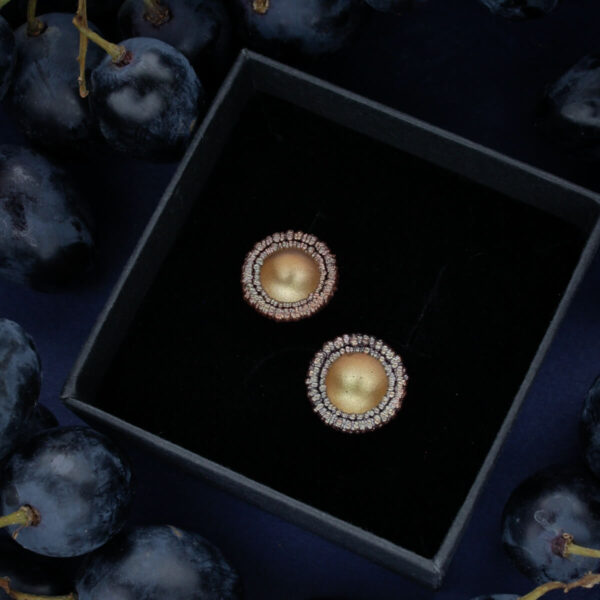 Microevolution kollektsiooni vaskse keskosaga kullatoonides kõrvarõngad ehtekarbis | Katrin Veegen